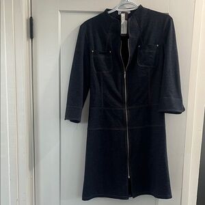 Dark Denim Zip-Up Dress